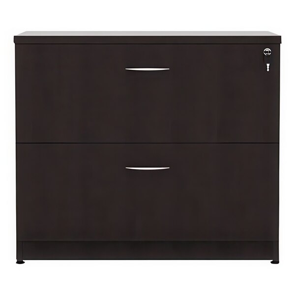 Alera ALEVA513622ES Valencia Espresso Two-Drawer Lateral File Cabinet - 34" x 22 3/4" x 29 1/2"
