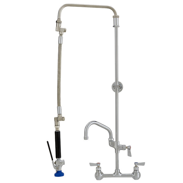 Fisher 29866 Wall Mounted Ultra Flex PreRinse Faucet with 8" Centers, Swivel Arm, 14" AddOn