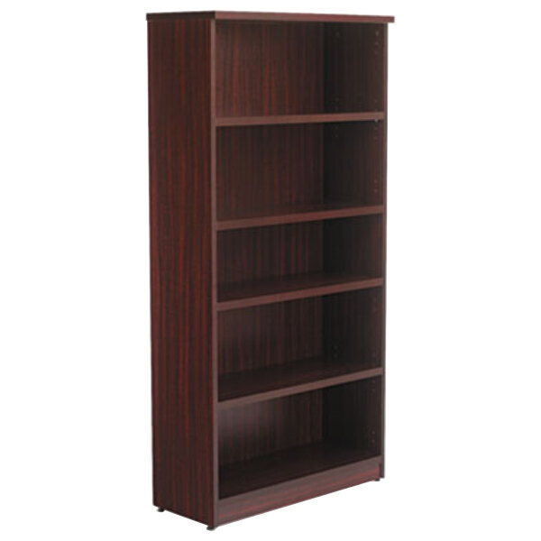 A dark wood Alera bookcase with four shelves.