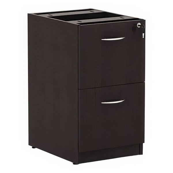 An Alera Valencia espresso full pedestal with two drawers.