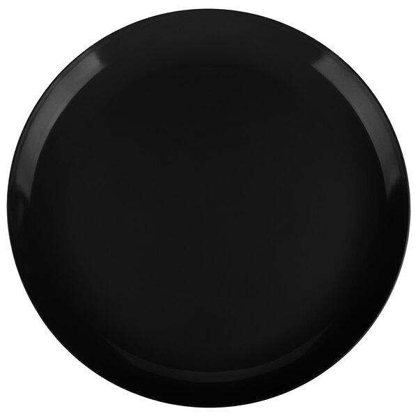 A black platter with a white circle on the edge.