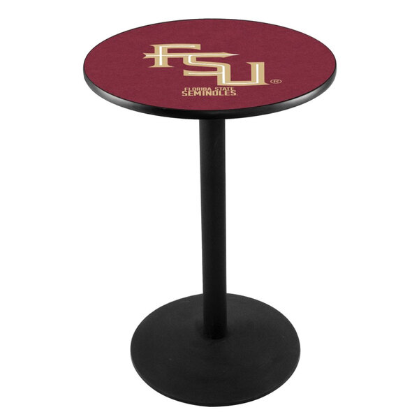 a table with a logo on it