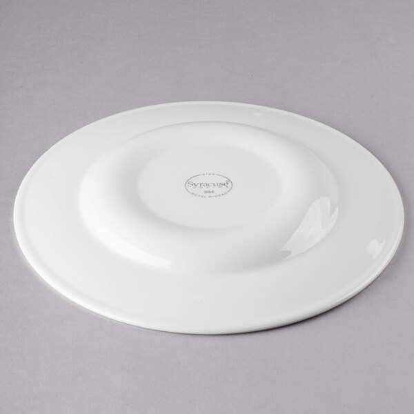 A white Libbey porcelain plate with a circular rim.