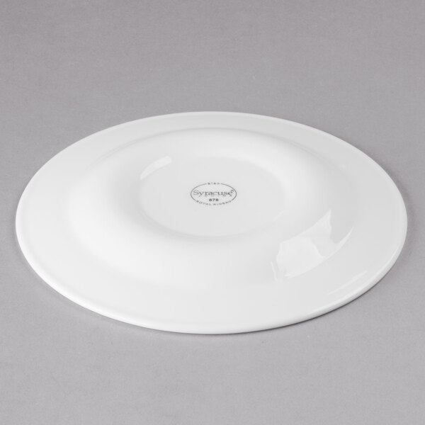 A white Libbey porcelain plate with a circular rim.