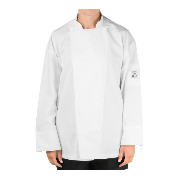 Chef Revival Silver J200 Unisex White Customizable Performance Long Sleeve Chef Jacket with Mesh Back - M