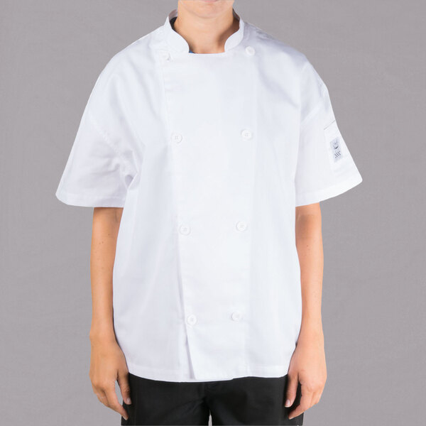 a person wearing a white chef's coat