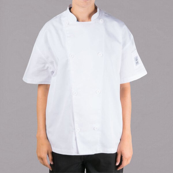 a person wearing a white chef's coat