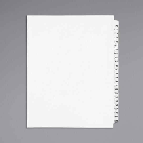 A white paper with black numbers and Avery legal exhibit dividers with black numbers.