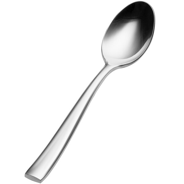 A Bon Chef stainless steel teaspoon with a silver handle.