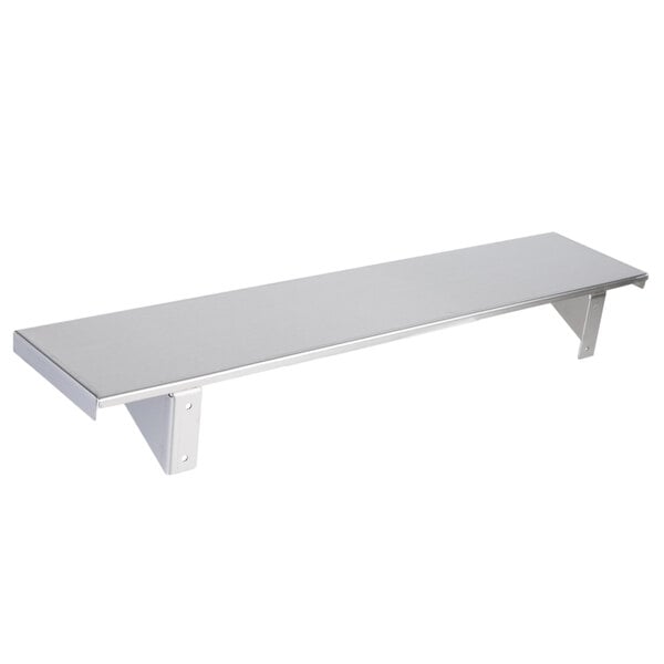 A silver rectangular Bobrick stainless steel wall mount shelf.
