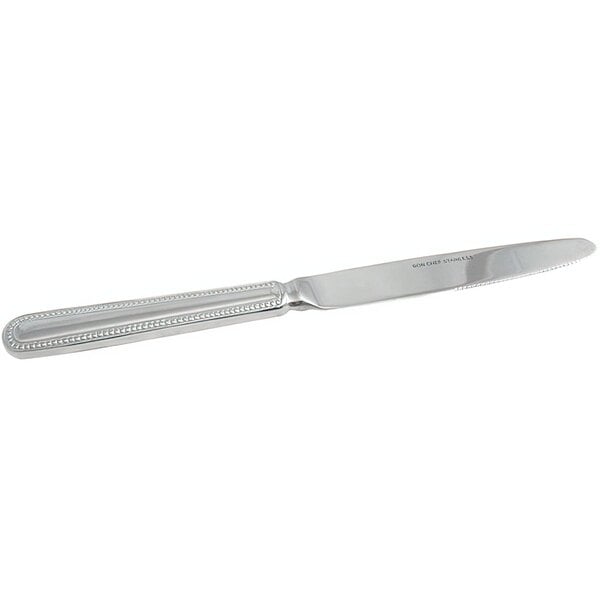 A Bon Chef stainless steel dinner knife with a solid handle.