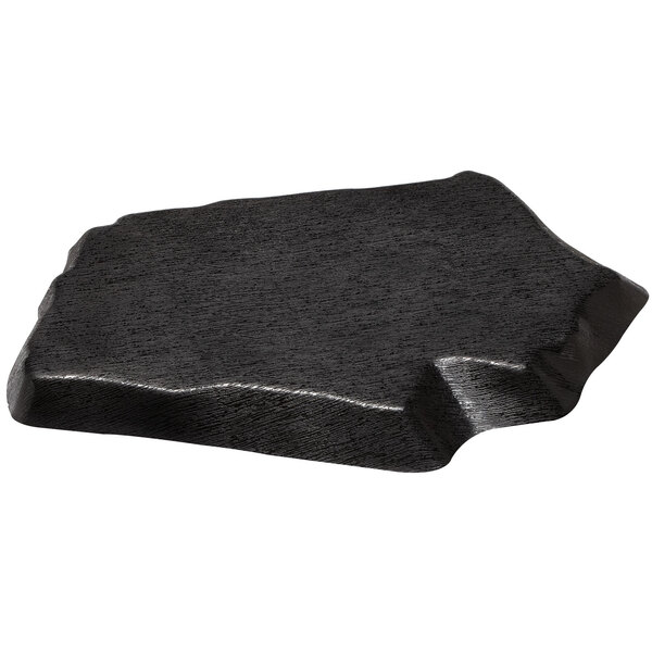 A black GET Stone-Mel melamine display tray.