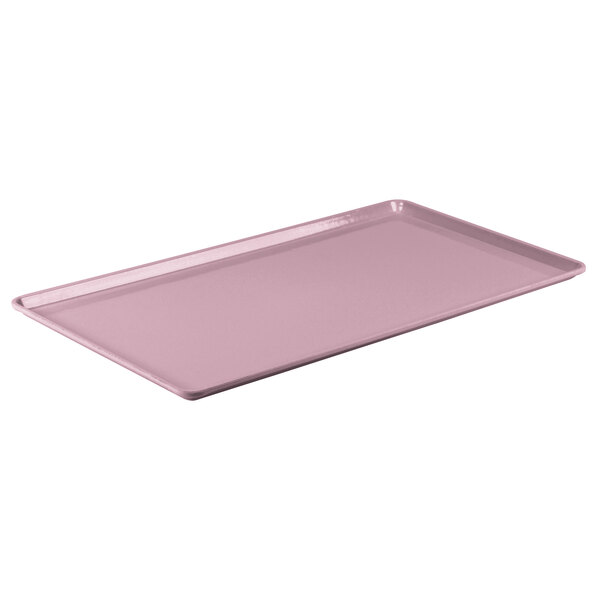 A pink rectangular Cambro dietary tray.