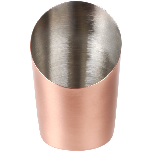 An American Metalcraft copper cup with a silver rim.