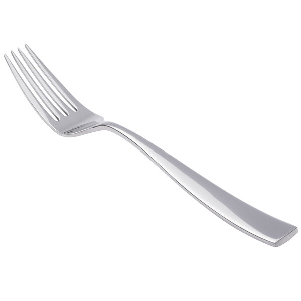 A close-up of a Bon Chef stainless steel dinner fork with a silver handle.