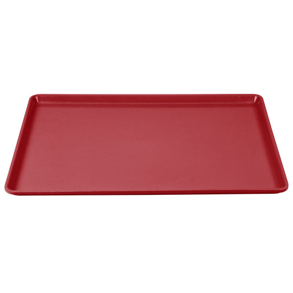 A red rectangular Cambro dietary tray.