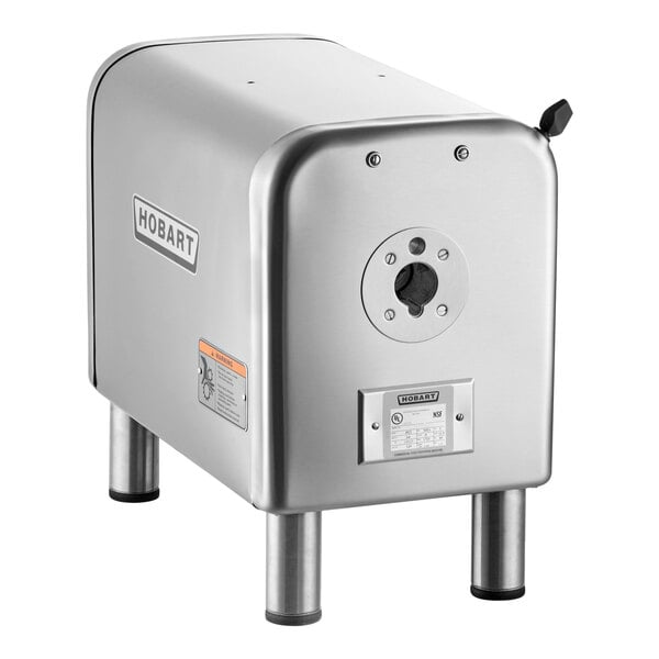 A stainless steel Hobart #22 meat grinder and chopper with four legs and a front mounting hub.