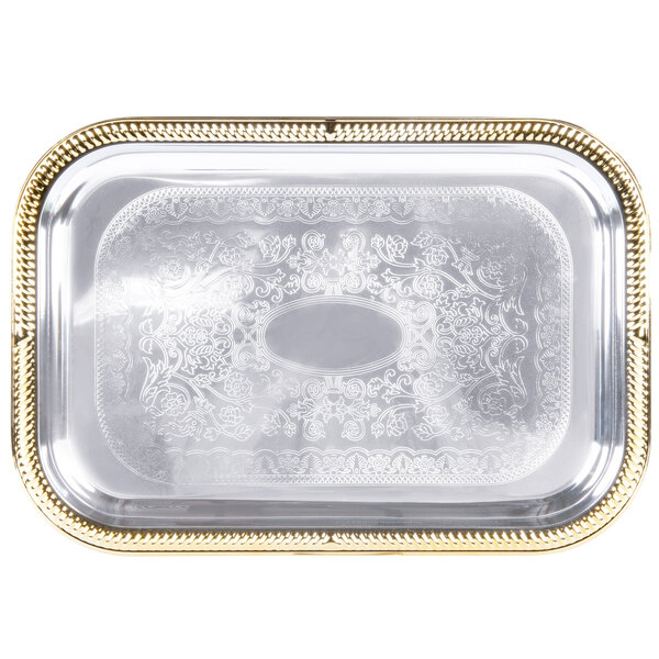 a tray with a gold border