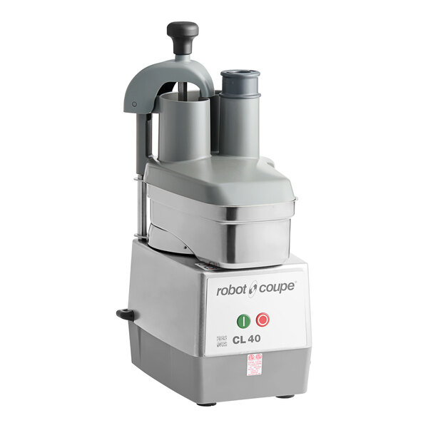 A Robot Coupe CL40 continuous feed food processor with two discs and a 1 hp motor.