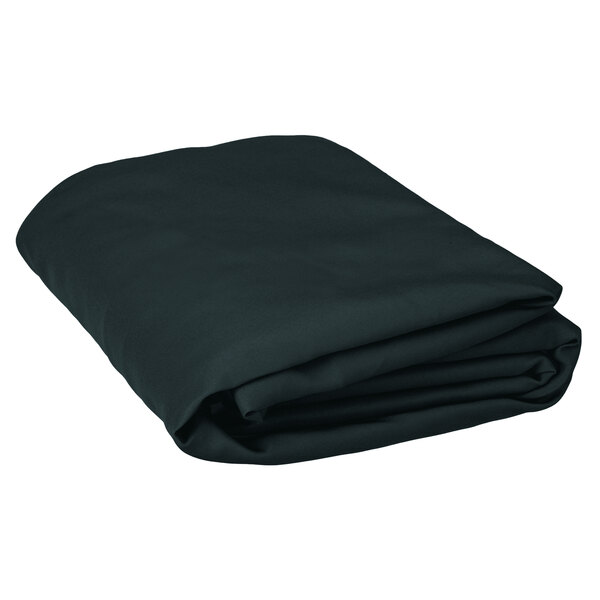 a black blanket folded on a white background