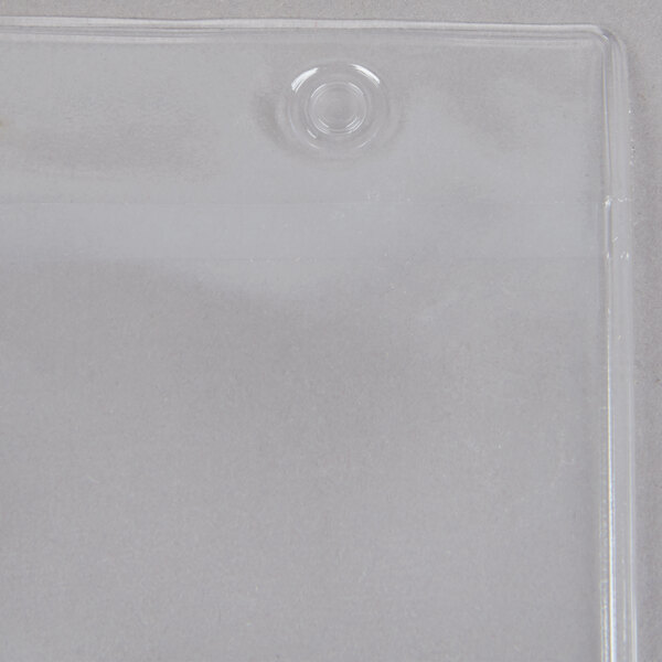 Menu Solutions clear plastic page protectors with a hole for top ring menu tents.