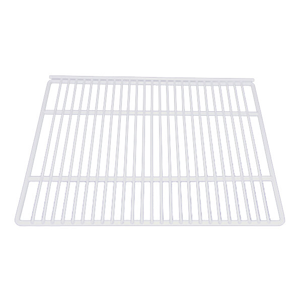 A white metal grid shelf for a True merchandiser.