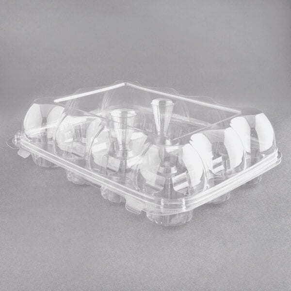 12 Compartment 100 Case Hinged Dome Clear Plastic Cupcake Container Rebate 