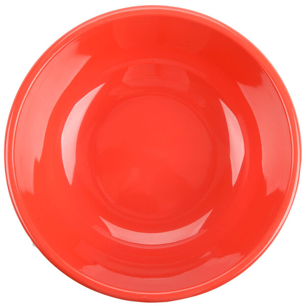 A red Thunder Group melamine salad bowl on a white background.