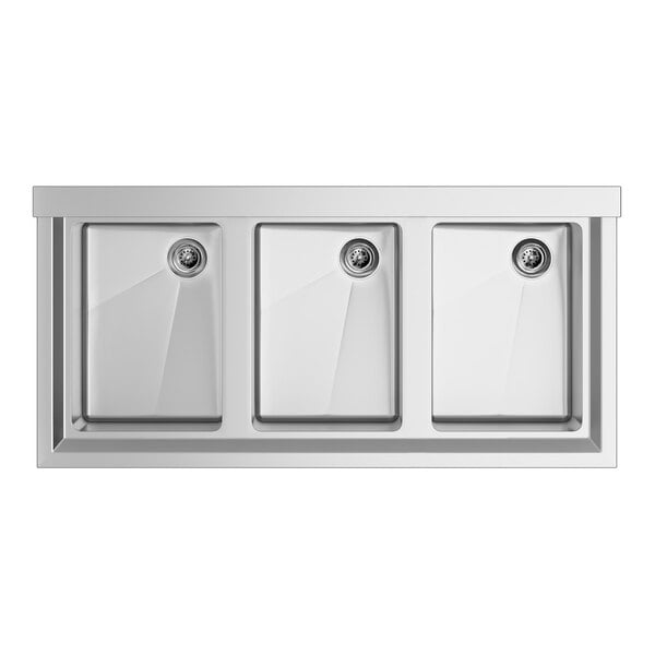 Regency 38 1/2" x 18 3/4" Three Bowl Underbar Sink