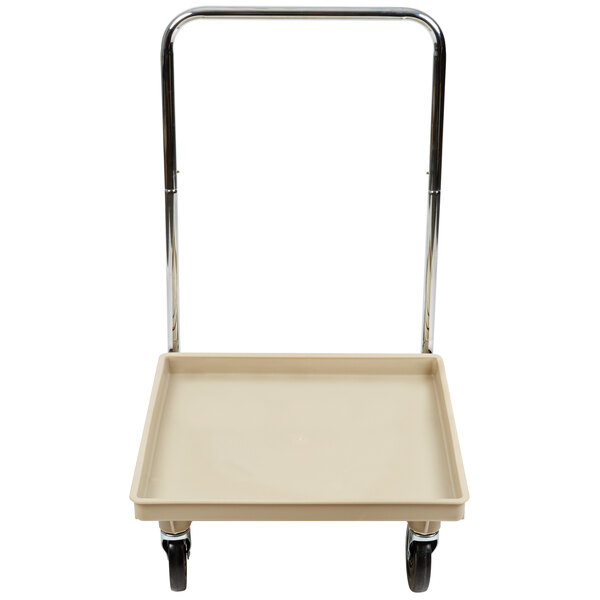 a white tray with chrome handles