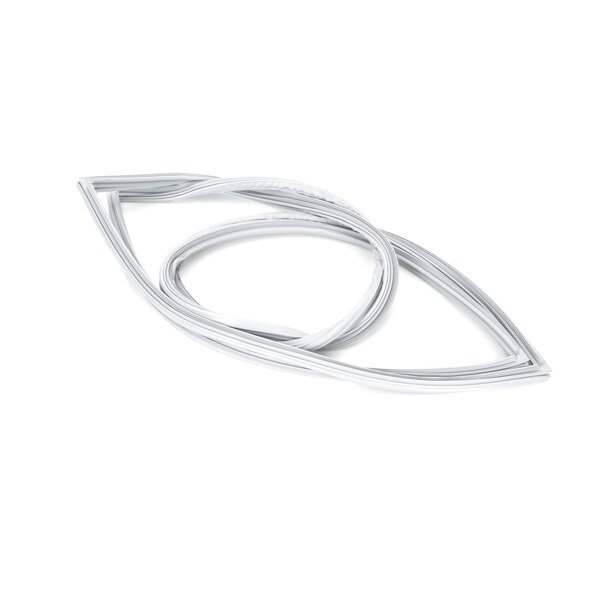 A white plastic gasket with a white cable.