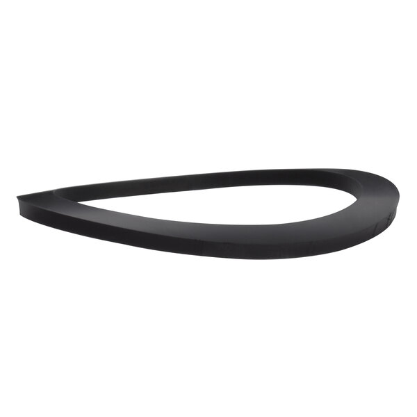 A black rubber gasket with a curved edge.