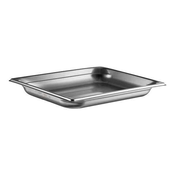 A Vollrath stainless steel steam table pan on a counter.