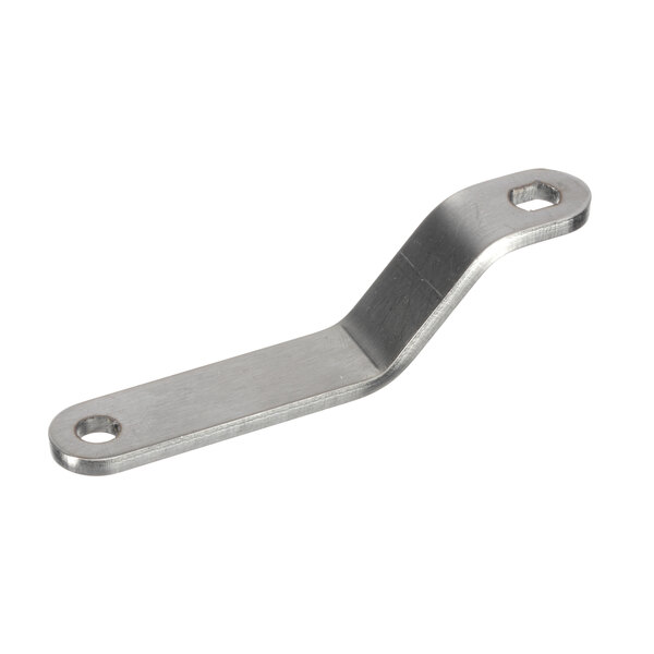 A silver metal Duke ball valve handle with holes.
