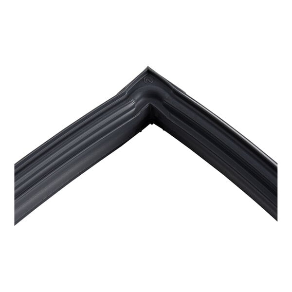 A black plastic corner piece with a curved edge.