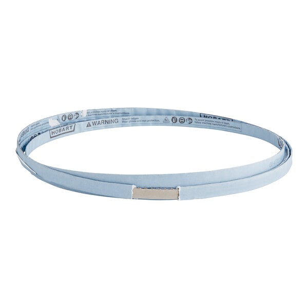 A blue belt with a silver metal strip.