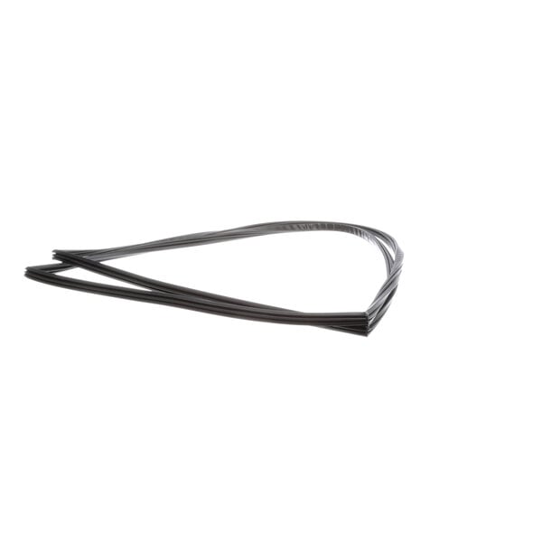 A black rubber gasket on a white background.
