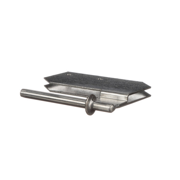 A metal clip with a metal screw on it.