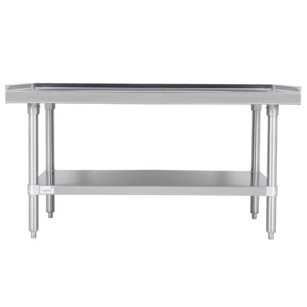 An Advance Tabco stainless steel equipment stand with undershelf.
