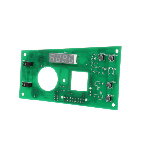 A green circuit board with a digital display.