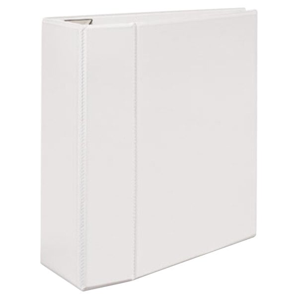 An Avery white heavy-duty binder with white rings.