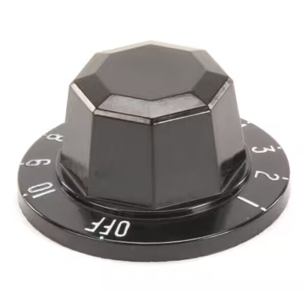 A black numbered dial knob with an 'OFF' position, typically used for equipment control panels.
