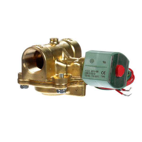 A Cleveland brass steam valve with a red coil.
