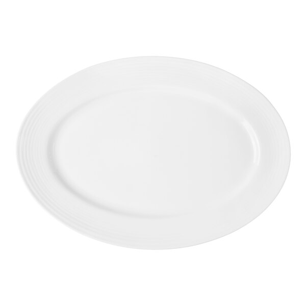 A white porcelain platter with a medium white rim.
