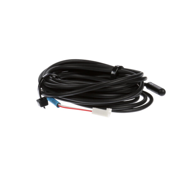 A black cable with a white and red wire.
