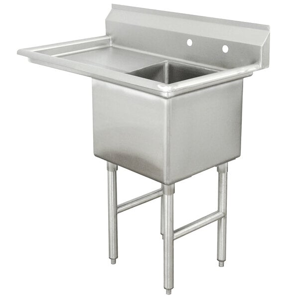 An Advance Tabco stainless steel commercial sink with a left drainboard.