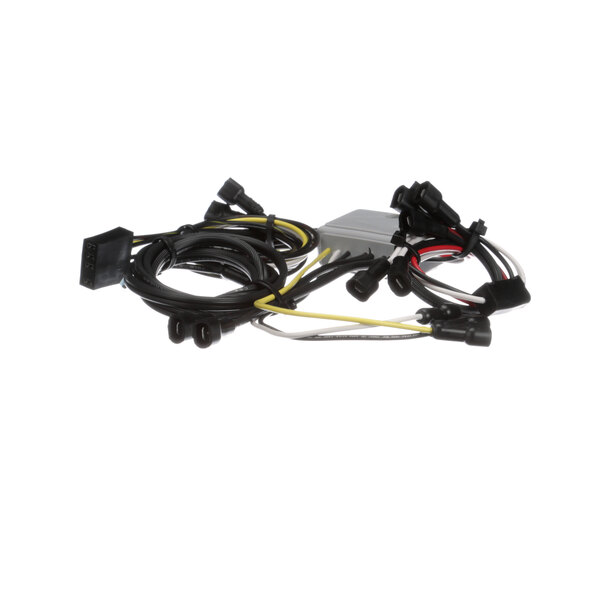 A close-up of a True Refrigeration wire harness with wires.