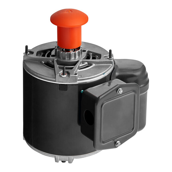 A black and silver Vulcan electric motor with an orange cap.