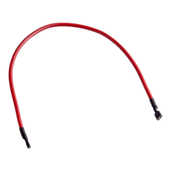 A red wire with black ends.