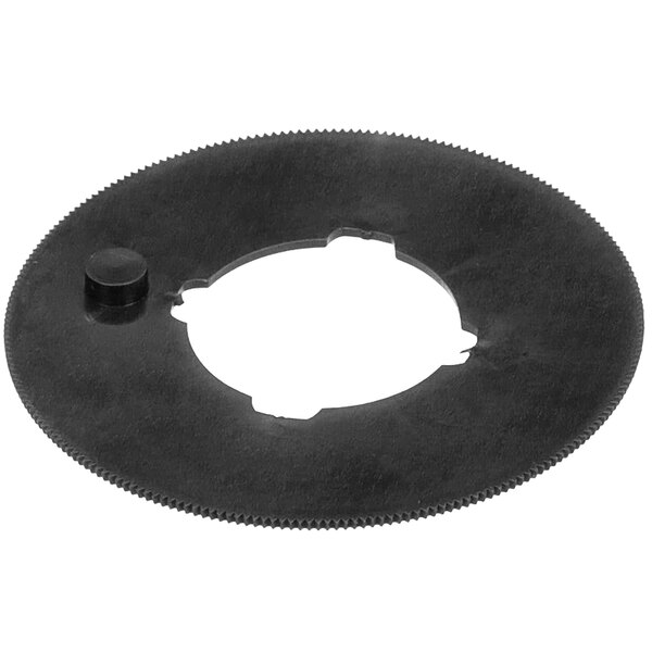 A black circular Varimixer thrust pad with a white circle.